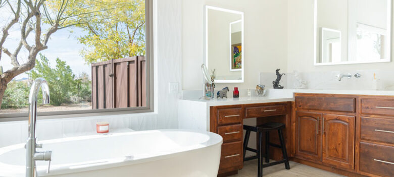 Home Remodeling in Paradise Valley Bathroom with new tub, vanity, and picture window